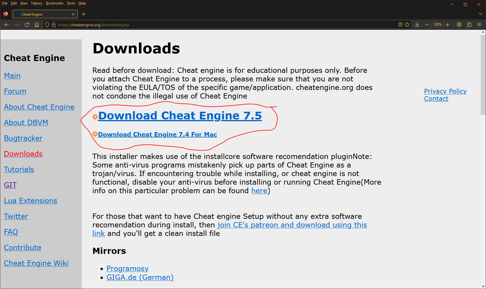 Download Cheat Engine 7.5 for Windows 